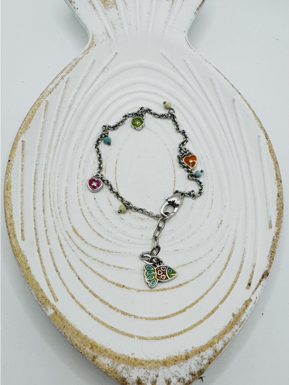 Brighton Multicolor Enamel Fish & Heart Charm Bracelet